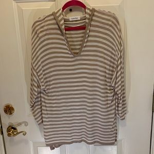 Calvin Klein 2X Lightweight Sweater Tan & Cream